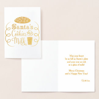 Santa's Cookies och Mjölk jul Whimsical Folierat Kort