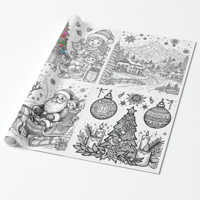 Santa's Creative Wonderland Wrap & Color Presentpapper (Utrullad)