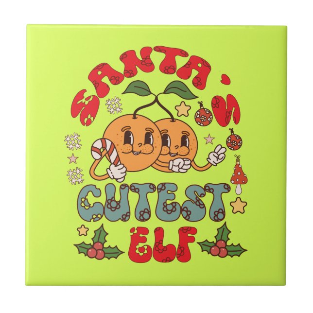 Santa's Cutest Elf Sublimation-80881 Kakelplatta (Framsidan)
