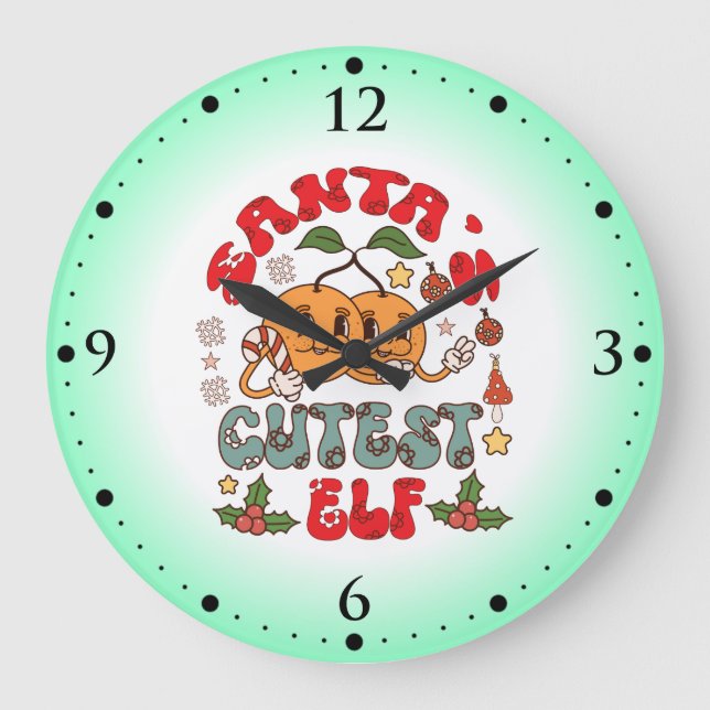 Santa's Cutest Elf Sublimation-80881 Stor Klocka (Framsida)