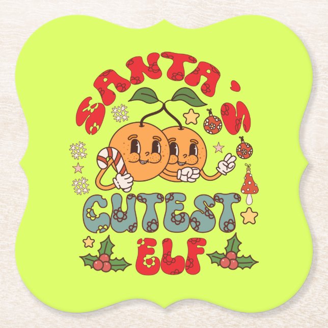 Santa's Cutest Elf Sublimation-80881 Underlägg Papper (Framsida)