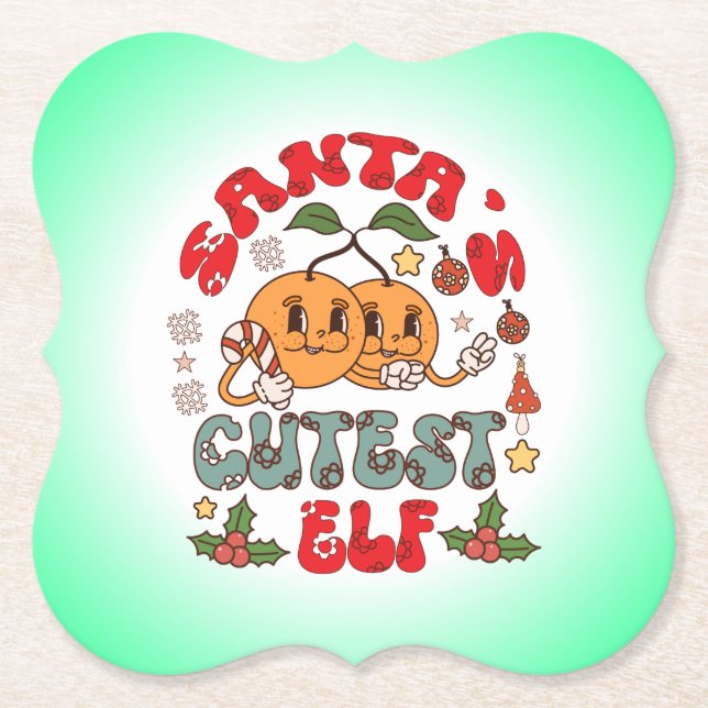 Santa's Cutest Elf Sublimation-80881 Underlägg Papper (Framsida)