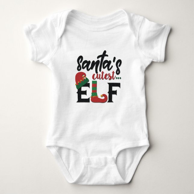 Santa's Cutest Elf T Shirt (Framsida)