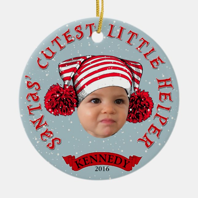 Santas Cutest Little Helper Julgransprydnad Keramik (Framsidan)