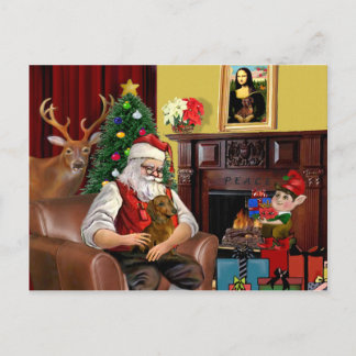 Santa's Dachshund (b/r) Helg Vykort