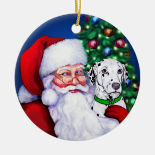 Santas Dalmatian på julprydnaden Julgransprydnad Keramik