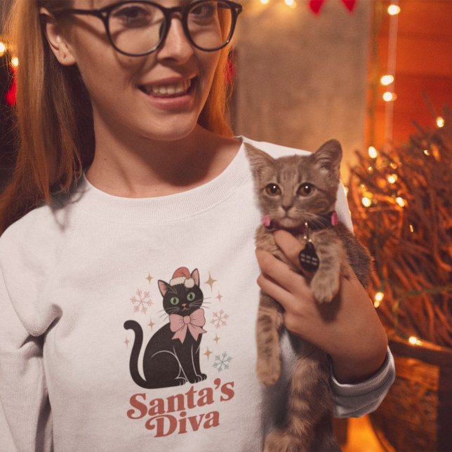 Santas diva söta julkatten för henne t shirt (Skapare uppladdad)