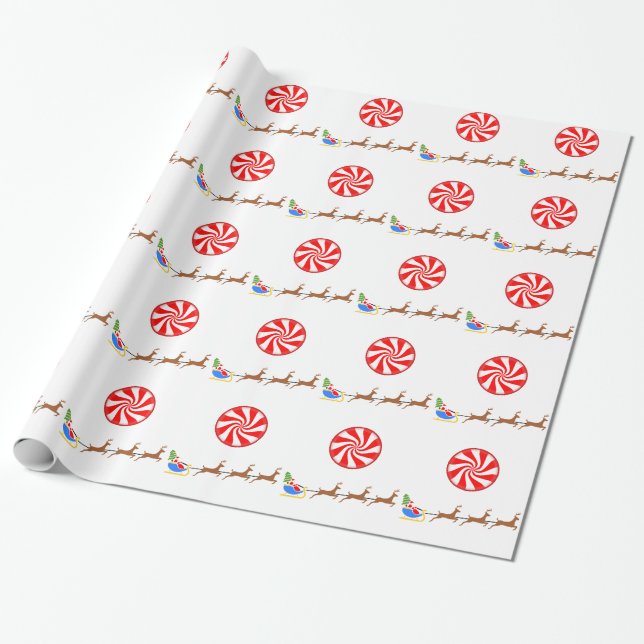 Santas dräpar & pepparmintgodisen presentpapper (Utrullad)