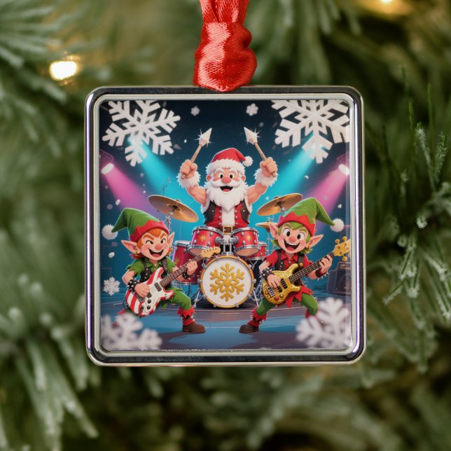 Santa's Drumming Rock Band Ornament (Träd)