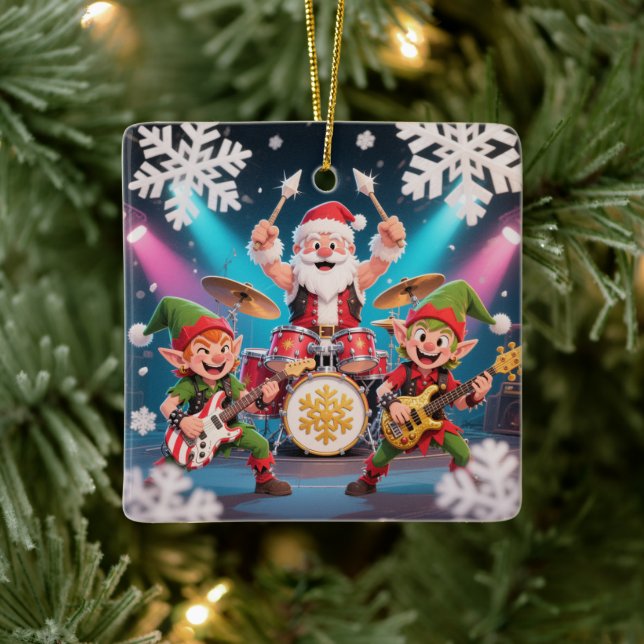 Santa's Drumming Rock Band Ornament (Träd)