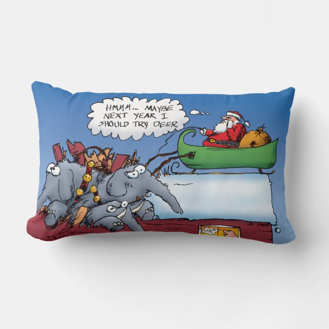 Santas Elephants Tecknad Pillow Lumbarkudde (Framsida)
