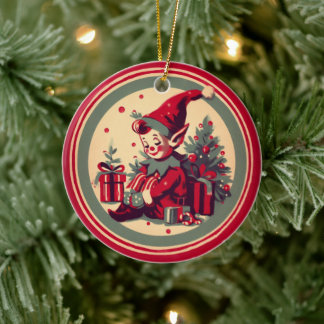 Santa's Elf Vintage Ornament