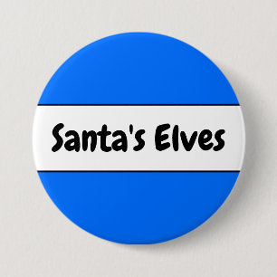 SANTA'S ELVES Festive Blue White Rand Knapp