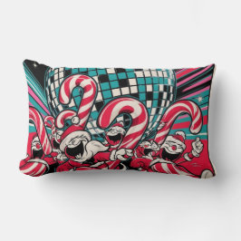 Santa's Elves Polkagrisars Dance A under Disco Bol Lumbarkudde