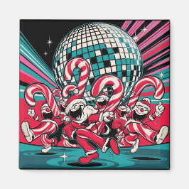 Santa's Elves Polkagrisars Dance A under Disco Bol Magnet
