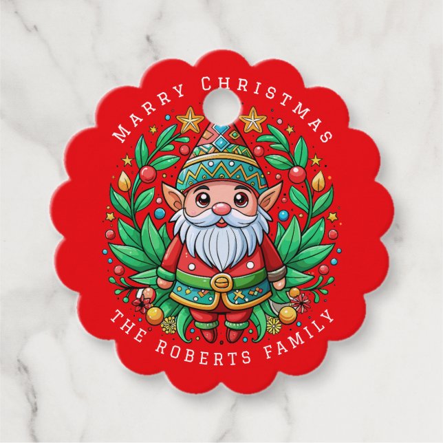 Santa's Enchanted Elf jul Party Gåvor Etiketter (Framsida)