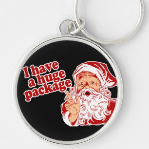 Santas enormt paket rund silverfärgad nyckelring