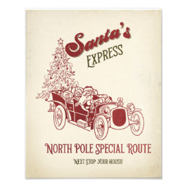 Santa's Express Vitage Jul Fototryck