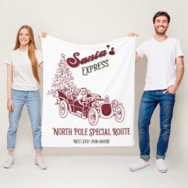 Santa's Express Vitange Christmas Fleecefilt