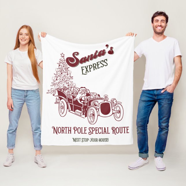 Santa's Express Vitange Christmas Fleecefilt (På plats)