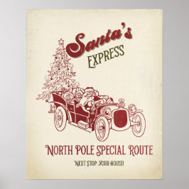 Santa's Express Vitange Christmas Poster