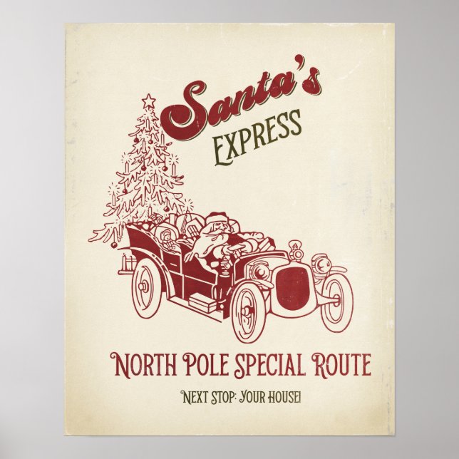 Santa's Express Vitange Christmas Poster (Framsidan)