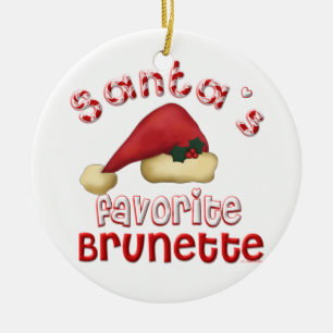 Santas favorit- brunettprydnad julgransprydnad keramik