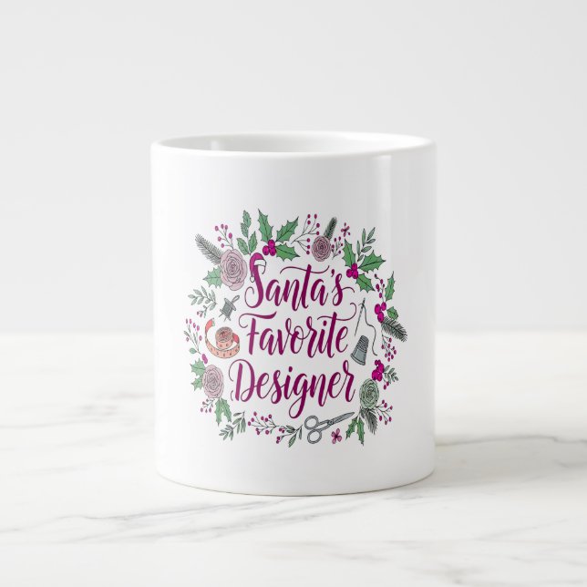 Santa's favoritdesigner jul-söppnings-ID Jumbo Mugg (Framsidan)