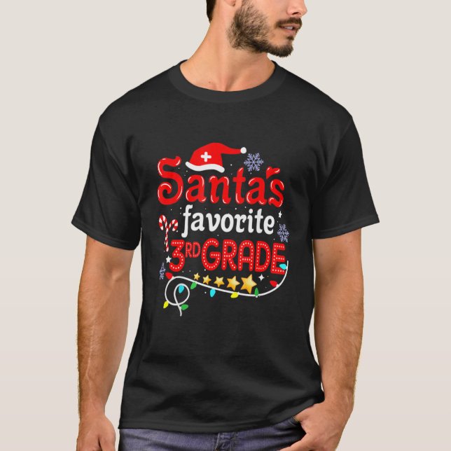 Santa's Favorite 3rd Klass Julafton Light Santa Ha T Shirt (Framsida)
