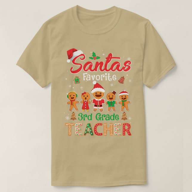 Santas Favorite 3rd Klass Lacher Cookie Julafton H T Shirt (Design framsida)