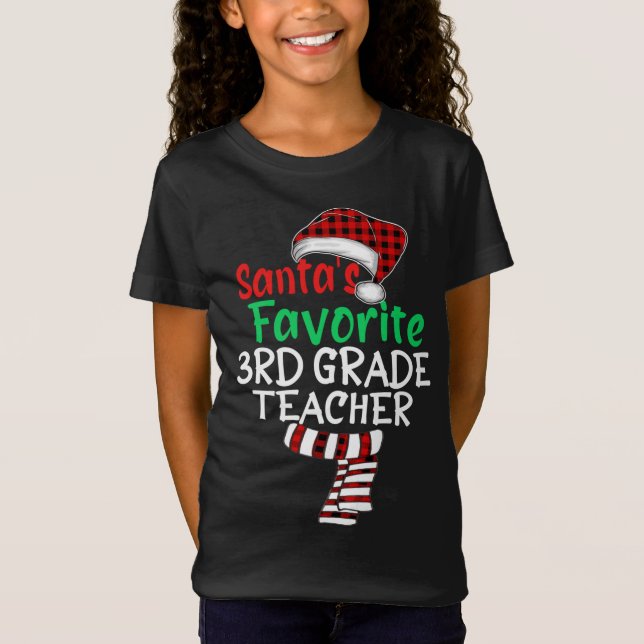 Santa's Favorite 3rd Klass Lärare Julafton Santa R T Shirt (Framsida)