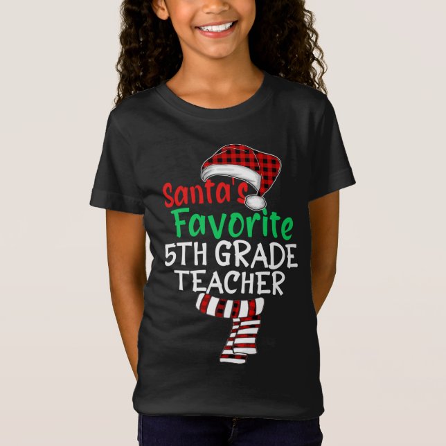 Santa's Favorite 5:e Klass-läraren Julafton Santa  T Shirt (Framsida)