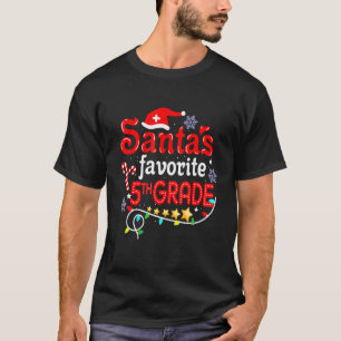 Santa's Favorite 5th Klass Julafton Light Santa Ha T Shirt