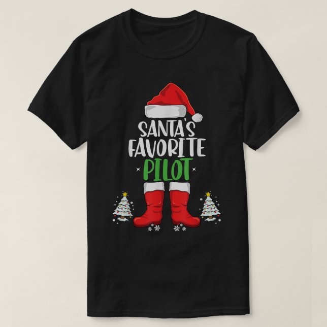 Santa's Favorite Airplan Pilot Family Matching Ch T Shirt (Design framsida)