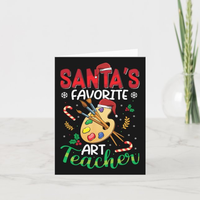 Santas Favorite Art Teacher Funny jul Julafton P Kort (Framsida)