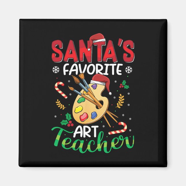 Santas Favorite Art Teacher Funny jul Julafton P Magnet (Framsidan)