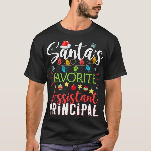 Santa's Favorite Assistant Principal Julafton Ligh T Shirt (Framsida)
