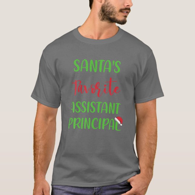 Santa's Favorite Assistant Principal Pajama Kristu T Shirt (Framsida)