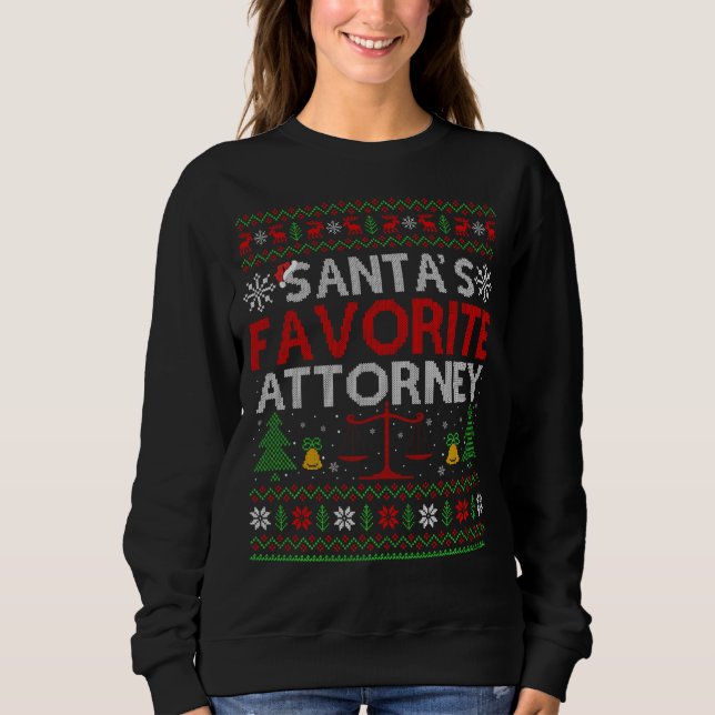 Santa's Favorite Attorney Julafton Ugly Attorney T Shirt (Framsida)
