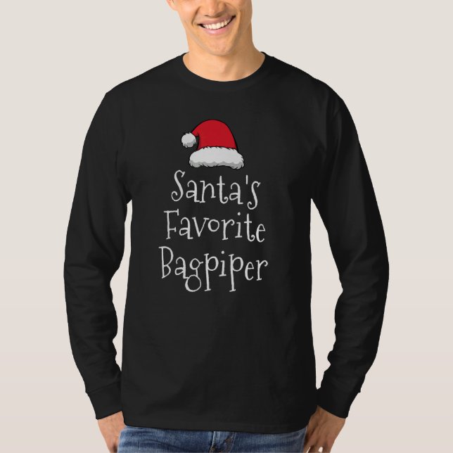 Santas Favorite Bagpiper Christmas   bagpipes   T Shirt (Framsida)