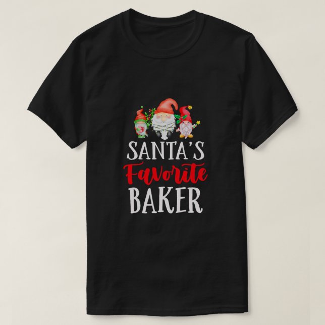 Santa's Favorite Baker Chef Funny jultomte T Shirt (Design framsida)