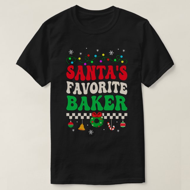 Santas Favorite Baker Retro jul T Shirt (Design framsida)
