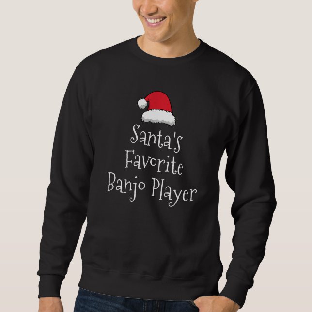 Santas Favorite Banjo Player Christmas  banjo Lång Ärmad Tröja (Framsida)