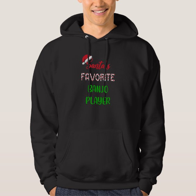 Santas Favorite Banjo Player   Funny banjo Christm Hoodie (Framsida)