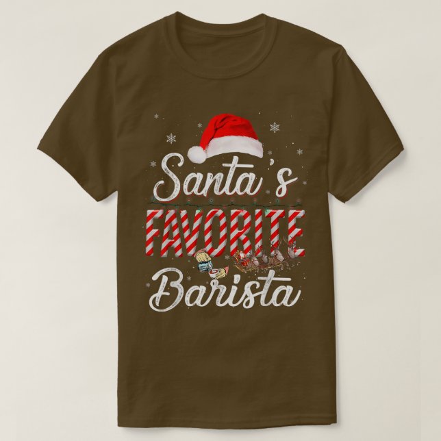 Santa's Favorite Barista Hat Light in Snö Santa C T Shirt (Design framsida)