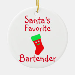 Santa's Favorite Bartender Ceramic Ornament