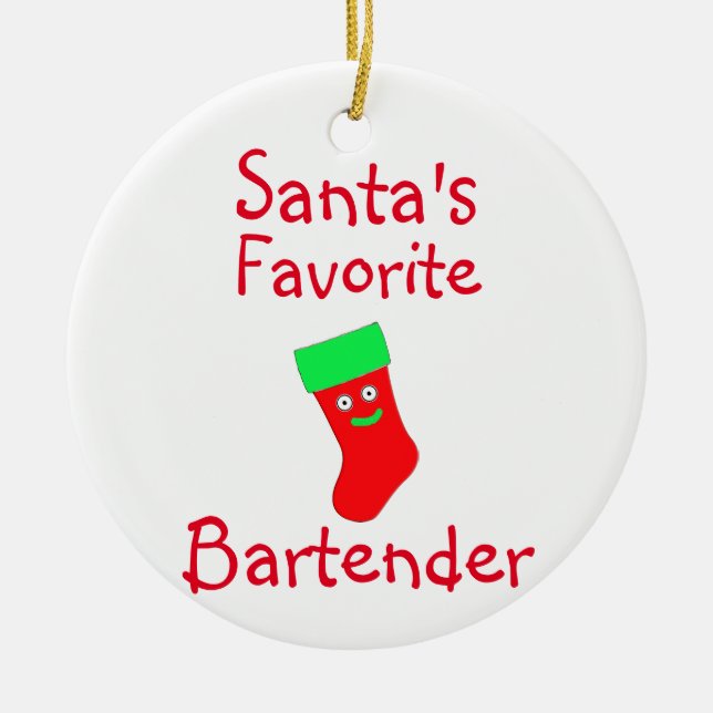 Santa's Favorite Bartender Ceramic Ornament (Framsidan)