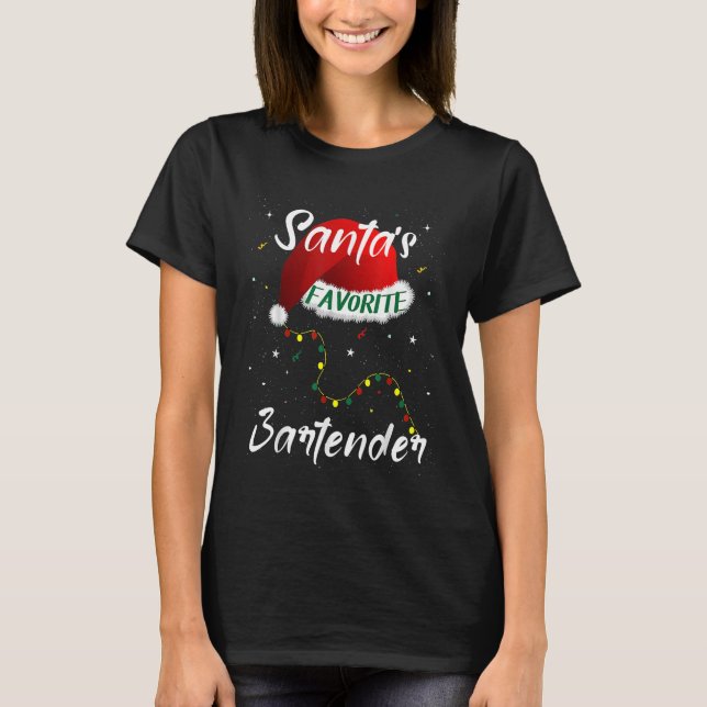Santas Favorite Bartender Finny jultomten T Shirt (Framsida)