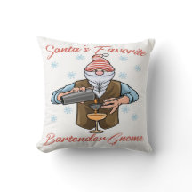 Santas Favorite Bartender Gnome Dekorativ kudde