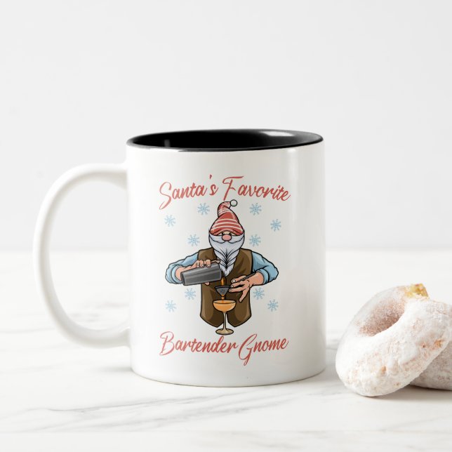 Santa's Favorite Bartender Gnome Två-Tonad Mugg (Med munk)